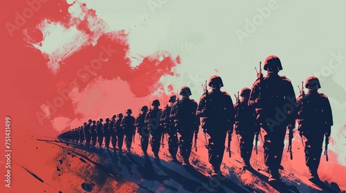 Propaganda Style Design of Soldiers Marching