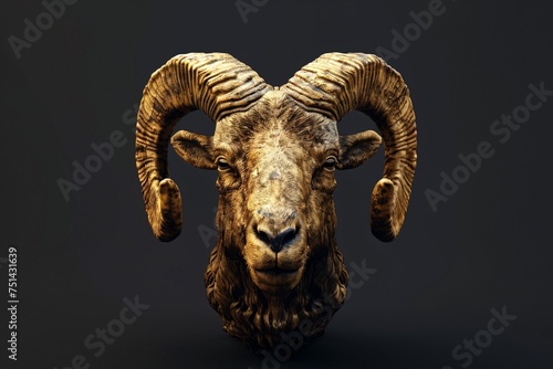 a statue of a ram with horns