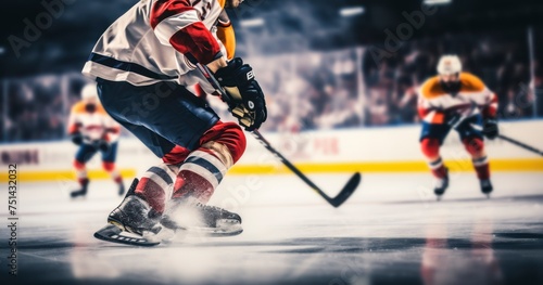 The Power and Poise of Hockey Players on the Grand Arena's Icy Expanse