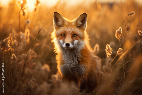 illustration of a red fox in the wild. Created with Generative AI 