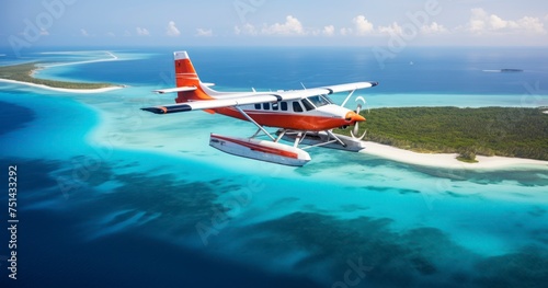 The Exhilarating Experience of a Seaplane Gliding Above Paradise Islands