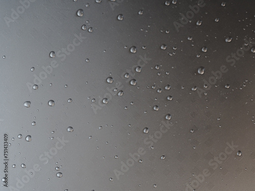 Water drops on silver surface for minimal style background. 