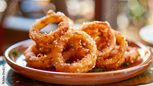 Plate of crispy onion rings