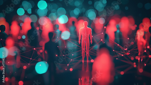 A diverse crowd gathers, symbolizing the interconnectedness of people. The visual depicts a network of connections. The concept of human resources. Generative AI. #751433835