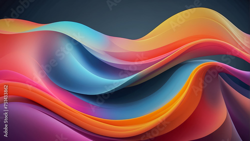 Minimalist Abstract background with colorful waves swirls shapes.
