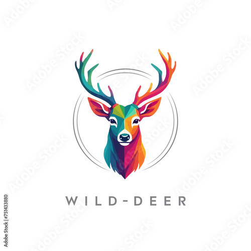 Colorful wild deer vector logo design. easy to edit