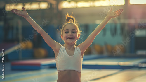 A girl gymnast is practicing, ai generative photo