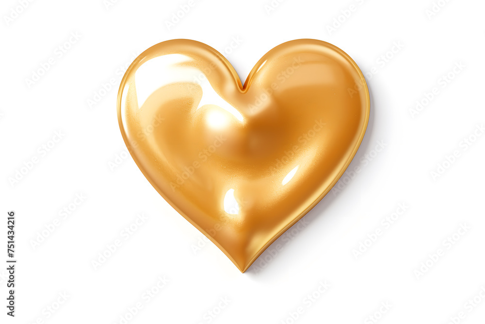 Golden shiny shape of a heart isolated on white background Golden shiny shape of a heart isolated on white background