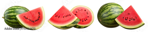 Set of delicious watermelon fruits, cut out