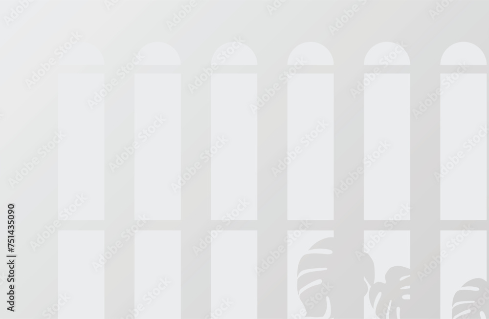 shadow of big windows with a large leaves plant on white color wall background. Used for backgrounds, cardboards, tropic concepts, autumn for product presentation podium and mockup. Editable. EPS 10 shadow of big windows with a large leaves plant on white color wall background. Used for backgrounds, cardboards, tropic concepts, autumn for product presentation podium and mockup. Editable. EPS 10