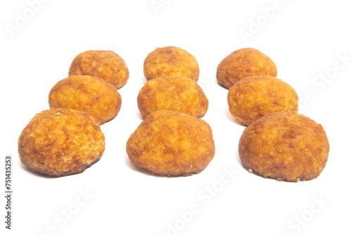 Group of palm cheese cookies isolated on white background clipping path
