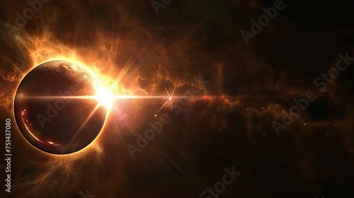 Eclipse with celestial burst of light