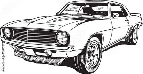 Vintage Classic Car line art Illustration, Vintage Classic Car Coloring page Design