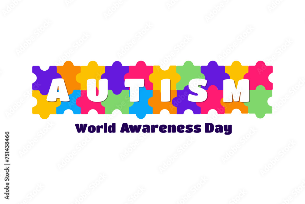 Fototapeta premium Vector illustration on the theme of World Autism awareness day observed each year on April 2nd