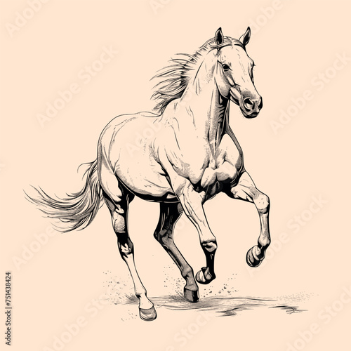 Black and White Horse Outline Silhouette Ornament Vector Art for Logo and Icon, Sketch, Tattoo, Clip Art