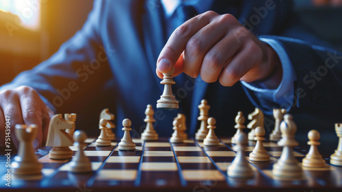 Corporate leader making strategic decisions with precision, driving business excellence while playing chess