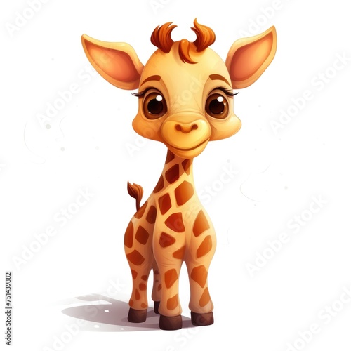 Cute cartoon 3d character giraffe on white background