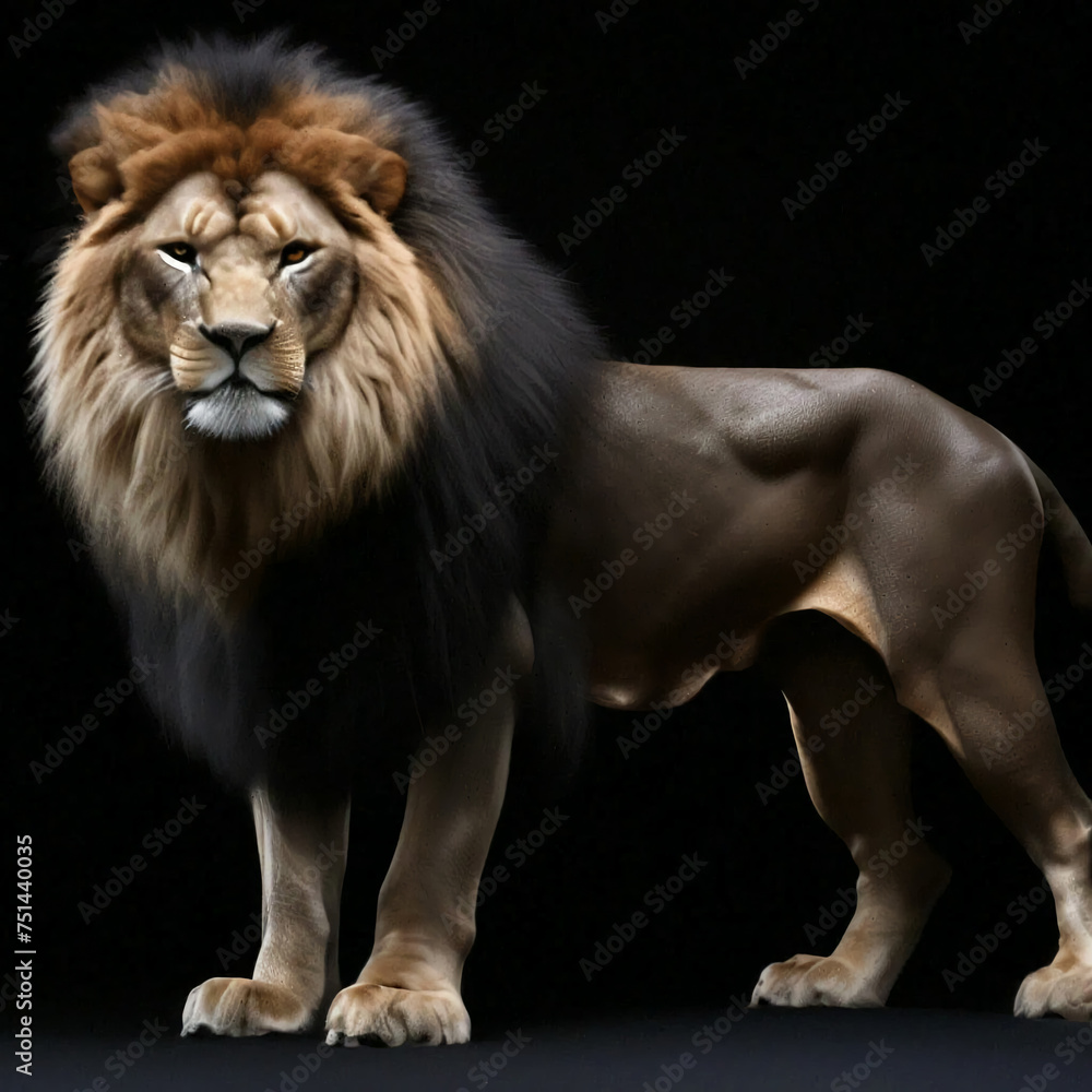 Obraz premium lion on a black background