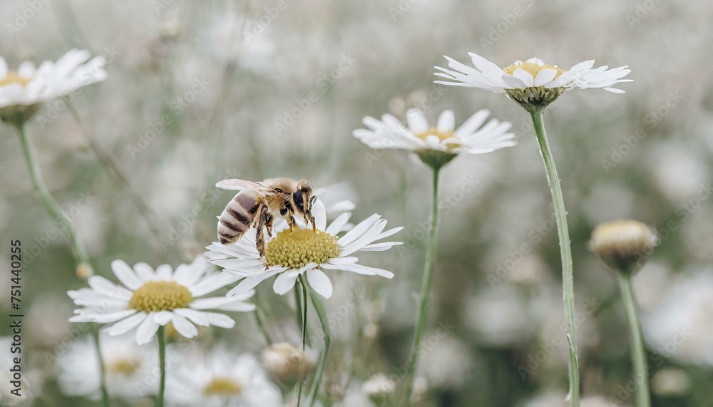 bee on camomile field