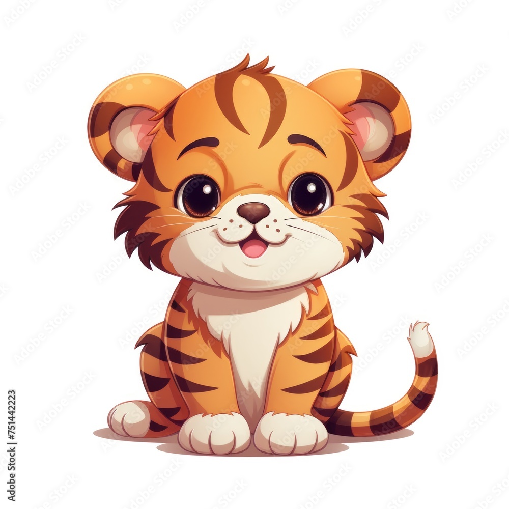 Cute cartoon 3d character tiger on white background Cute cartoon 3d character tiger on white background