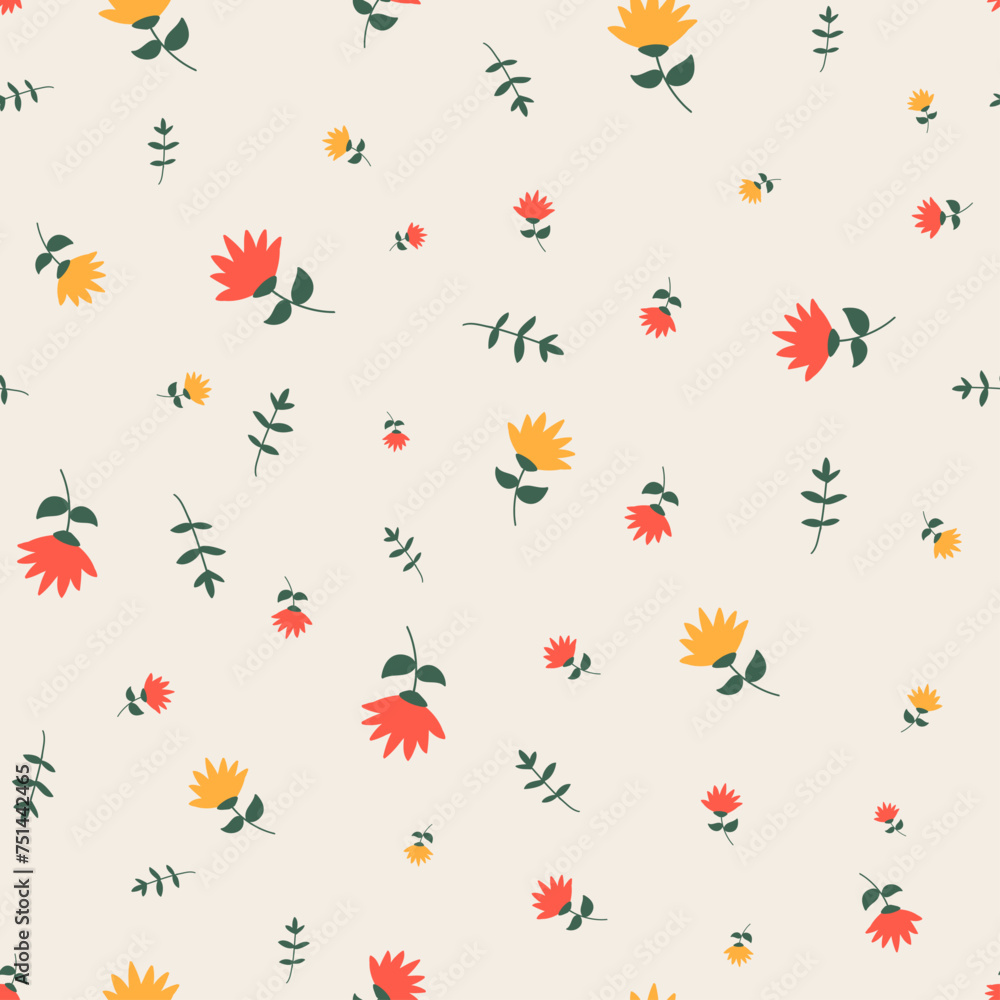 Hand drawing flowers seamless pattern print design. Vector illustration design for fashion fabrics, textile graphics, and prints. Hand drawing flowers seamless pattern print design. Vector illustration design for fashion fabrics, textile graphics, and prints.