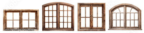 Set of wooden windows, cut out