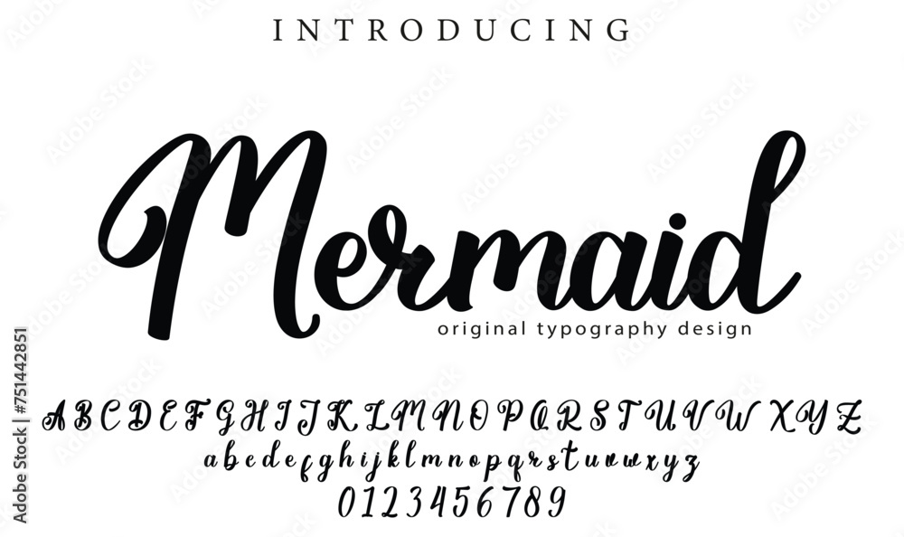 Mermaid Font Stylish brush painted an uppercase vector letters ...
