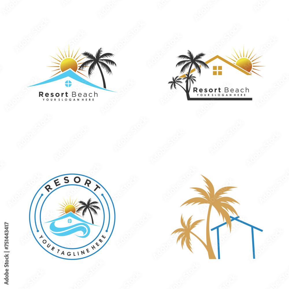 Resort logo design icon set