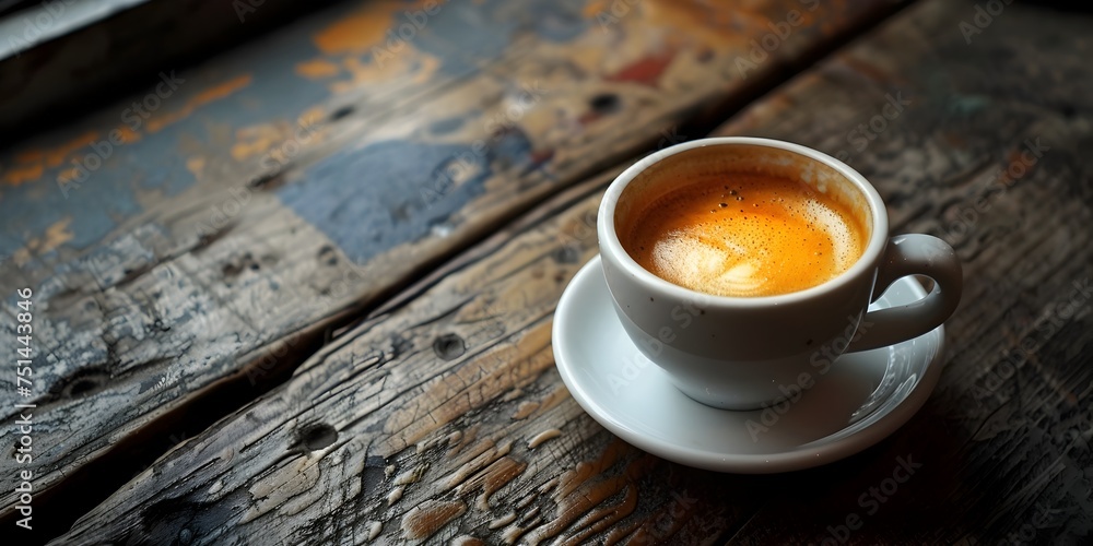 Espresso Cup on Wooden Table, To provide a high-quality, visually appealing image of a cup of espresso on a wooden table Espresso Cup on Wooden Table, To provide a high-quality, visually appealing image of a cup of espresso on a wooden table