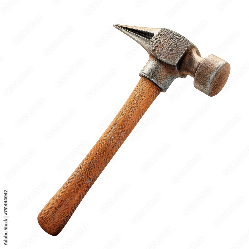Wooden Handle Hammer , Transparent Background, Cut Out