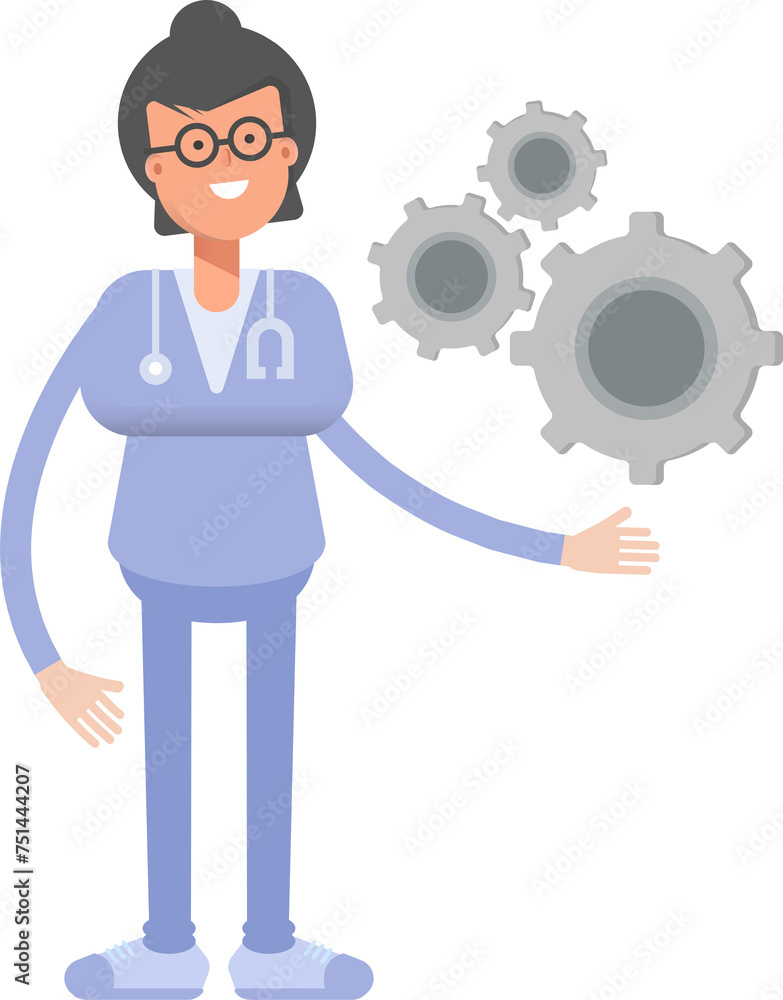 Female Doctor Character Holding Gears
Female Doctor Character Holding Gears