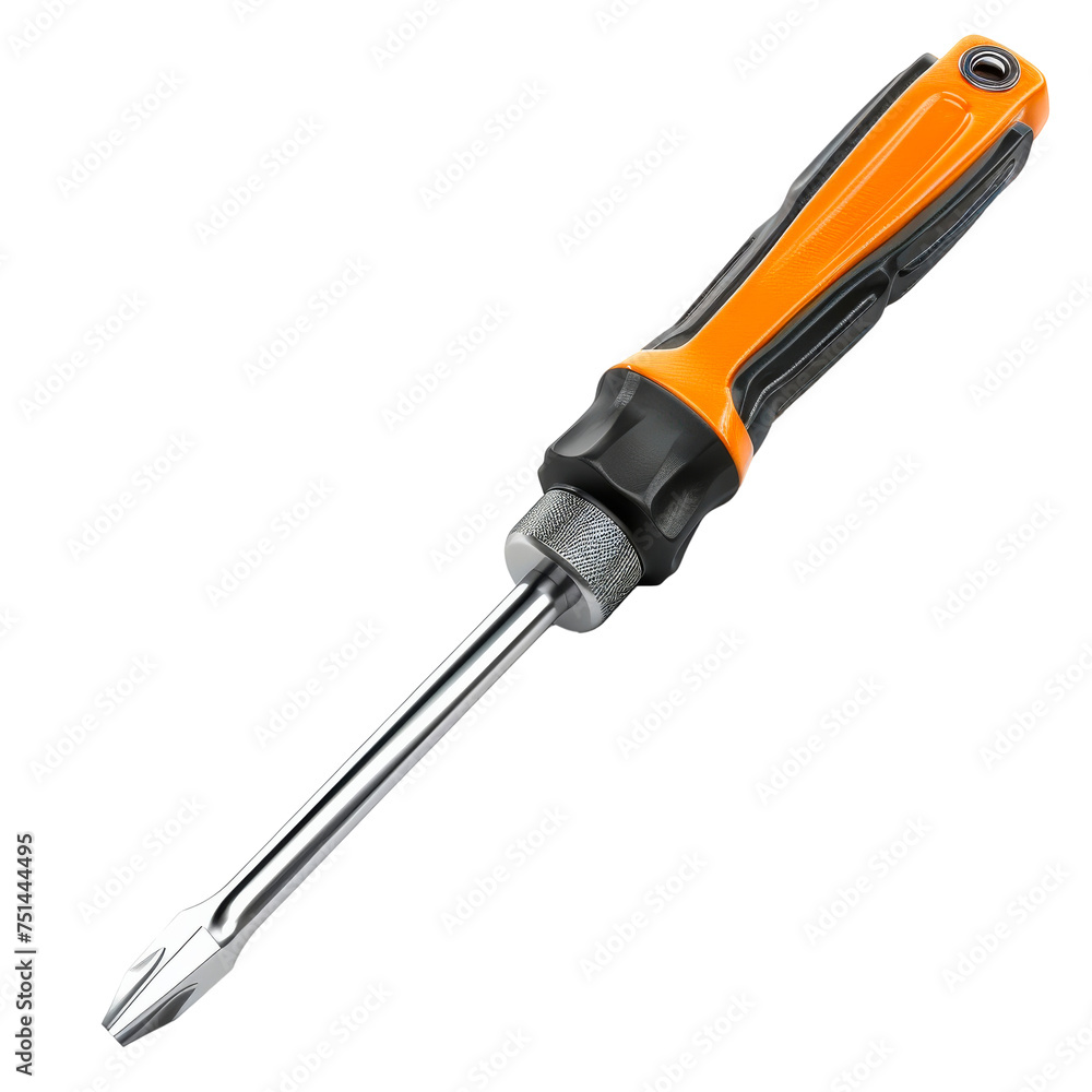 Orange and Black Screwdriver, Transparent Background, Cut Out Orange and Black Screwdriver, Transparent Background, Cut Out