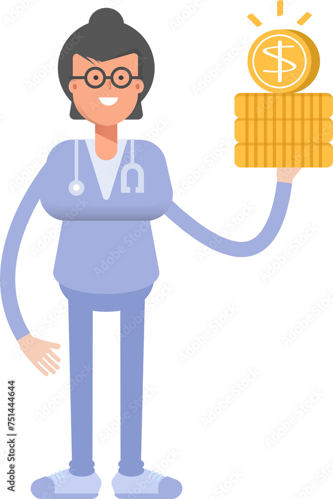 Female Doctor Character Holding Dollar Coins
Female Doctor Character Holding Dollar Coins