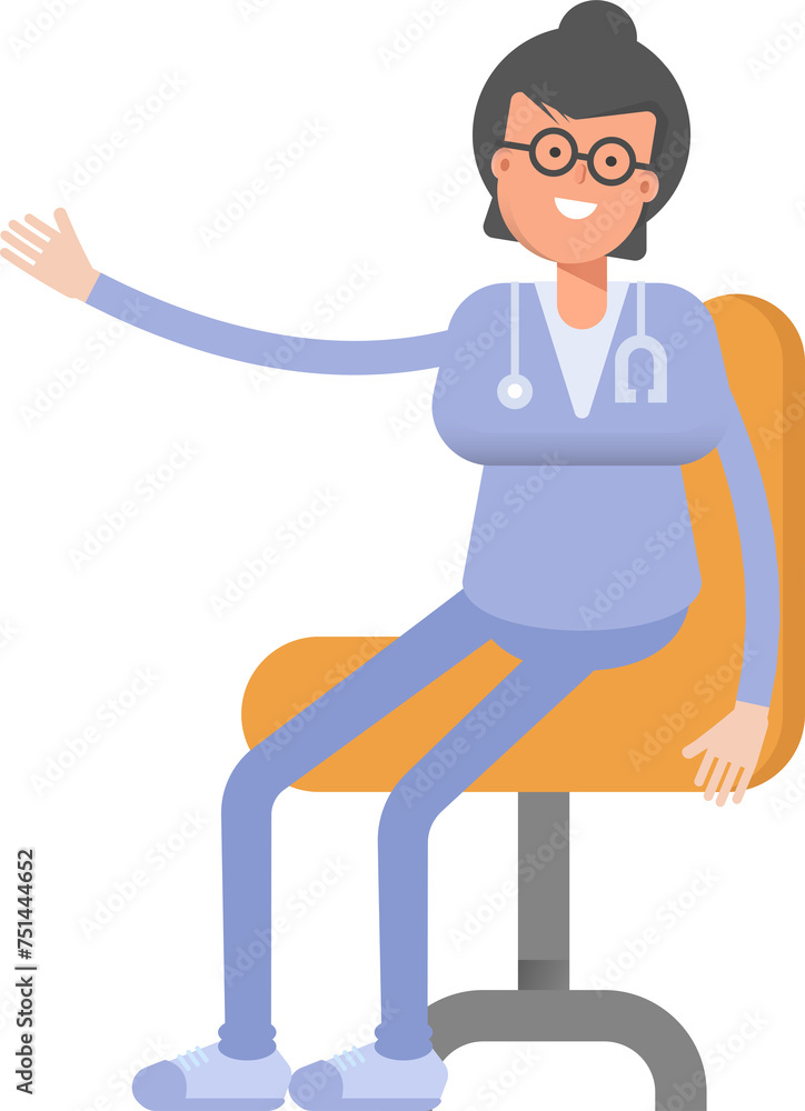 Female Doctor Character Sitting on Office Chair
Female Doctor Character Sitting on Office Chair