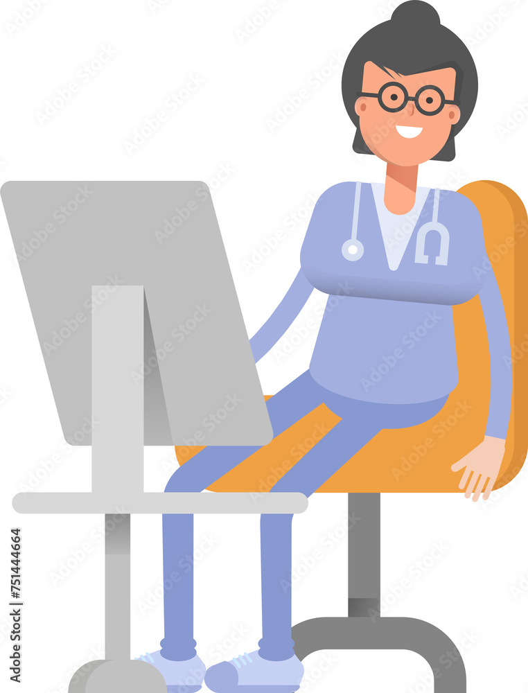 Female Doctor Character Sitting on Office Chair
Female Doctor Character Sitting on Office Chair