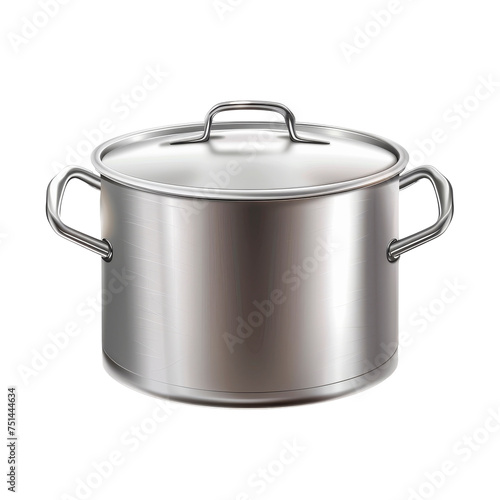 Stainless Steel Pot With Handles, Transparent Background, Cut Out