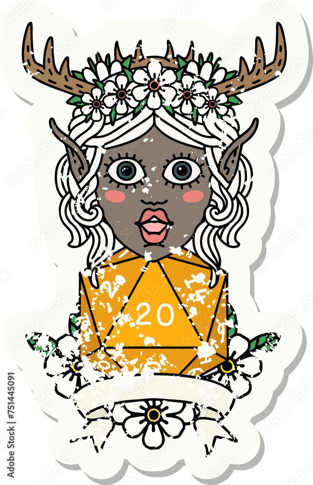 elf druid character with natural 20 dice roll illustration elf druid character with natural 20 dice roll illustration