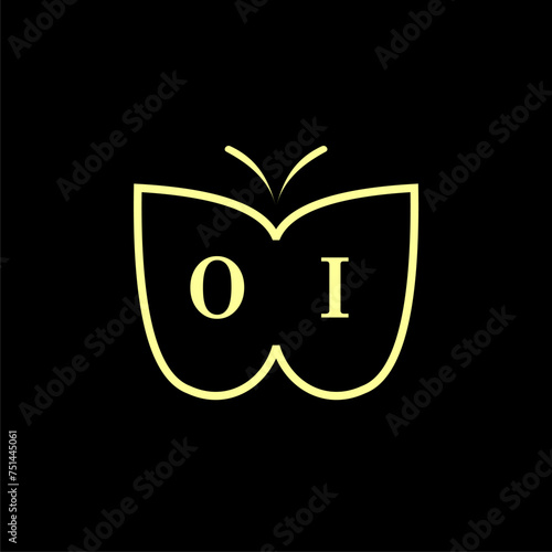 OI Initials Luxury Butterfly logo Vector illustration