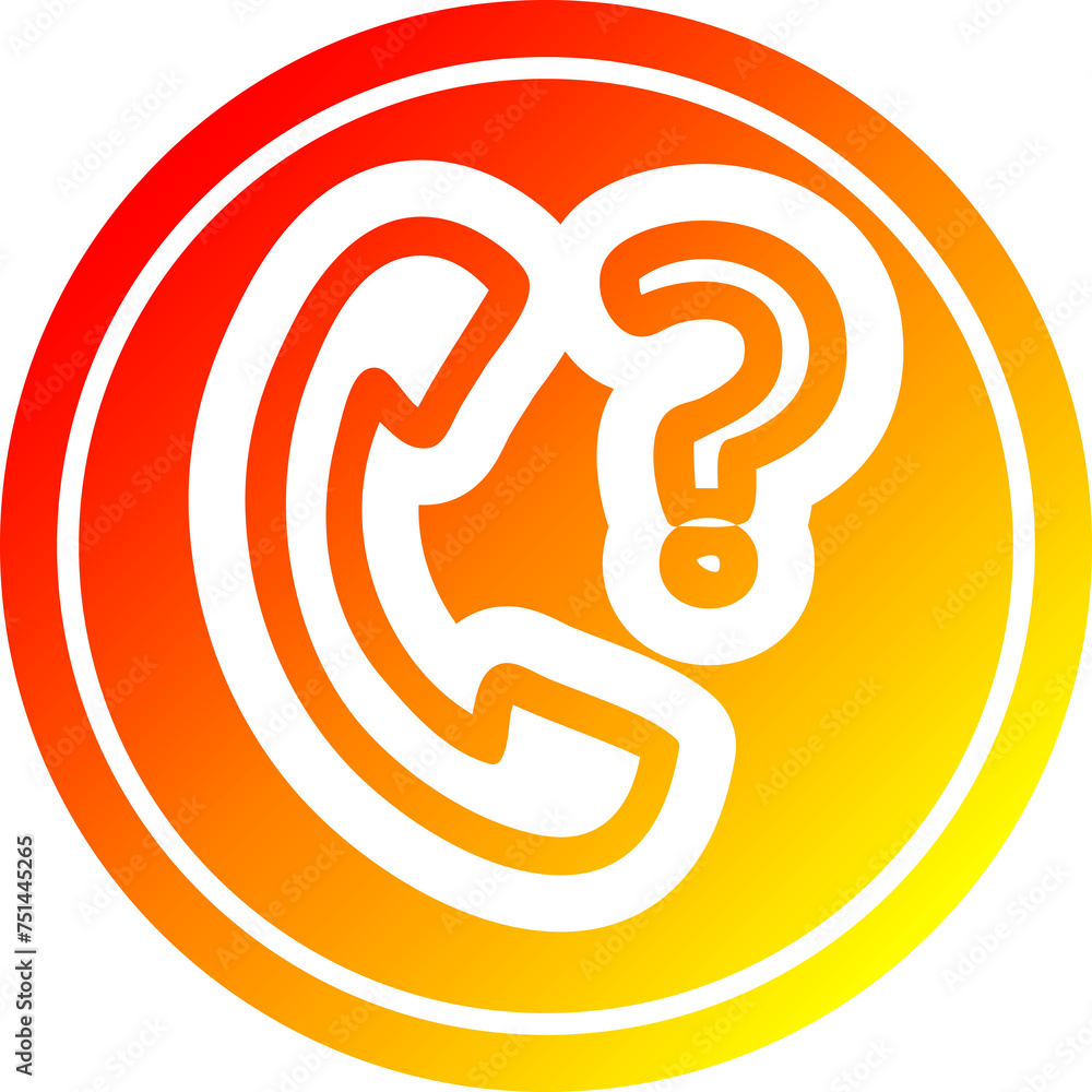 telephone handset with question mark circular in hot gradient spectrum telephone handset with question mark circular in hot gradient spectrum