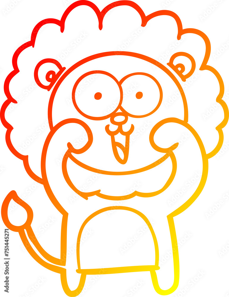 warm gradient line drawing happy cartoon lion warm gradient line drawing happy cartoon lion