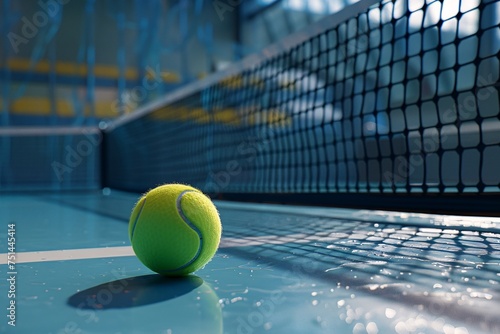 a tennis ball on a tennis court © White