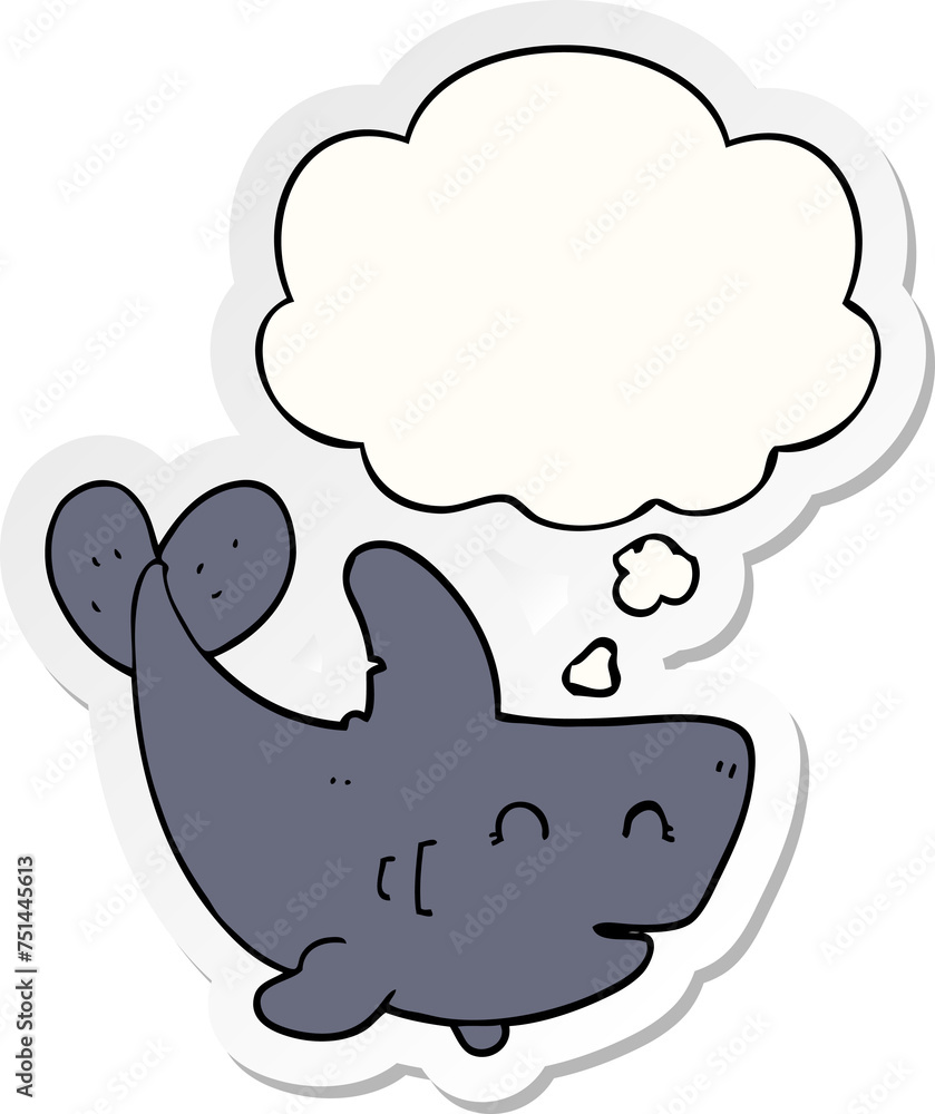 cartoon shark and thought bubble as a printed sticker cartoon shark and thought bubble as a printed sticker