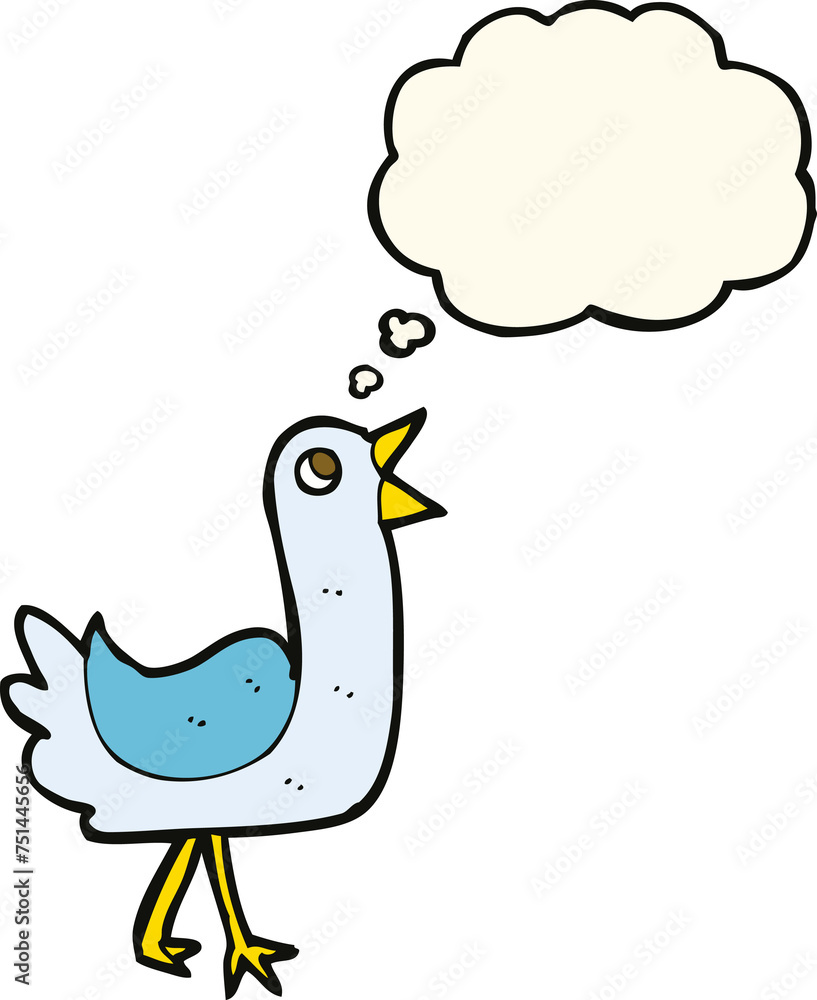 cartoon bird with thought bubble cartoon bird with thought bubble