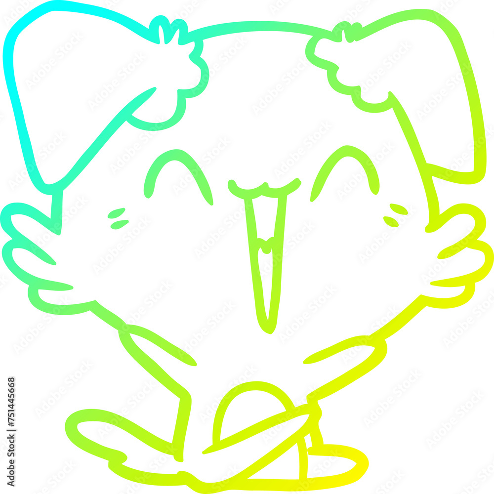 cold gradient line drawing happy little dog cartoon cold gradient line drawing happy little dog cartoon