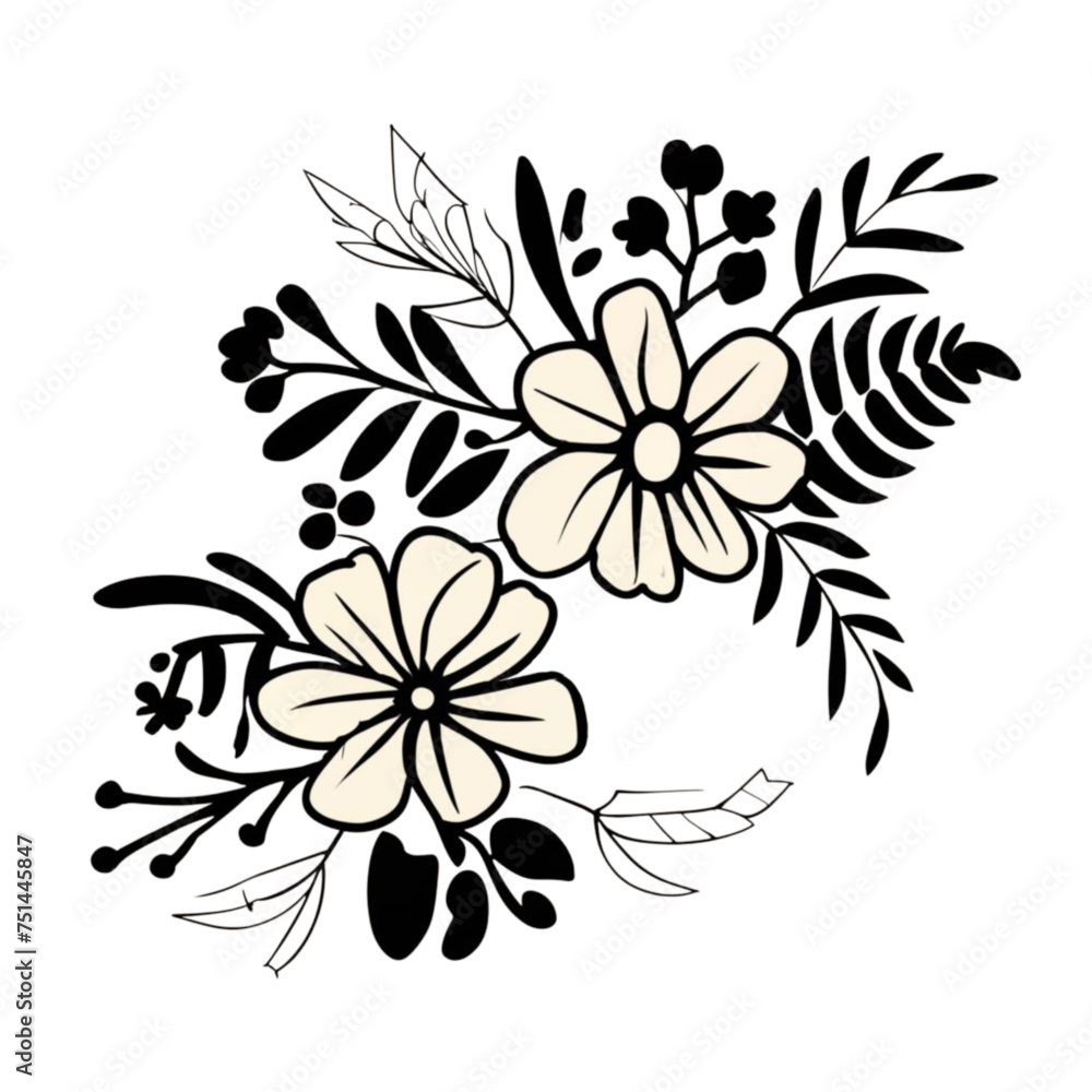 Abstract flat flowers vector illustration gen ai Abstract flat flowers vector illustration gen ai