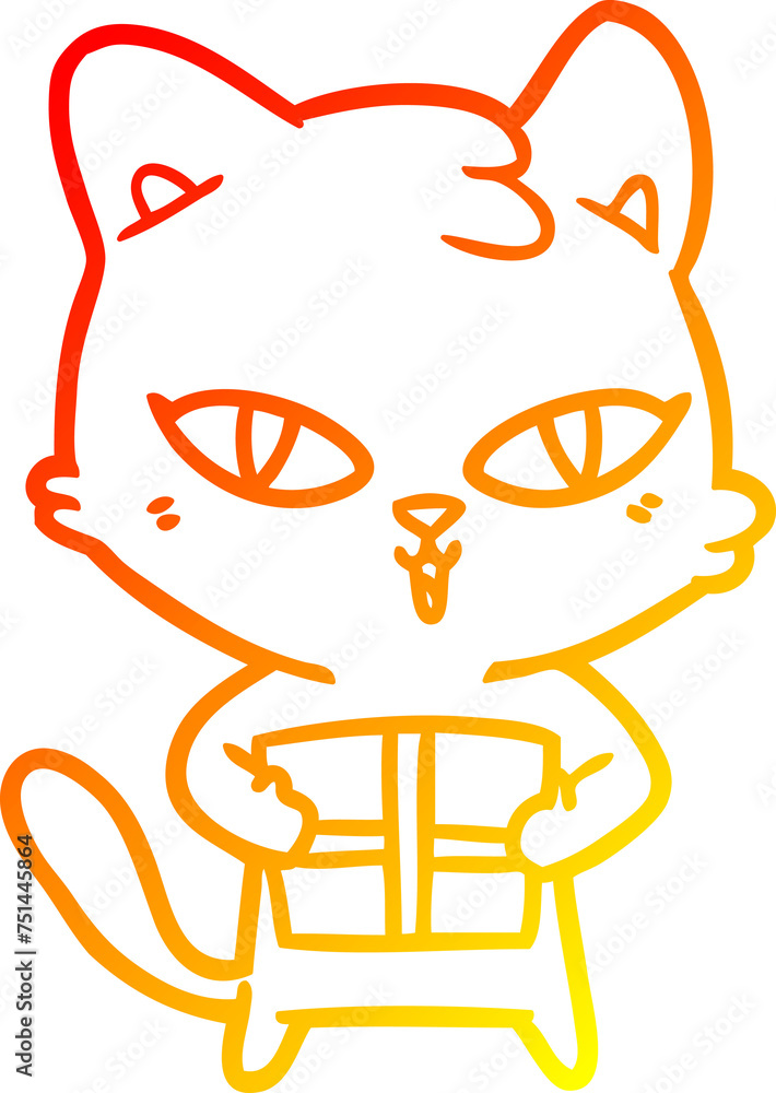 warm gradient line drawing cartoon cat warm gradient line drawing cartoon cat