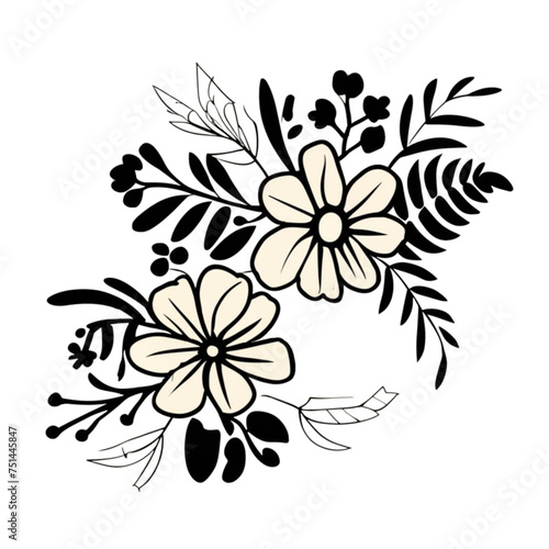 Abstract flat flowers vector illustration gen ai