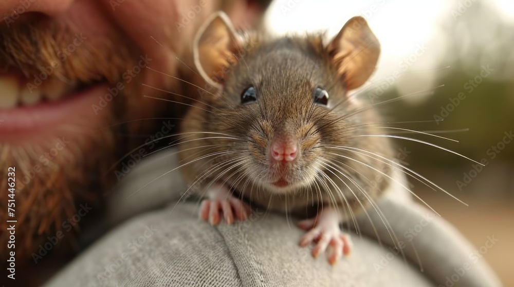 Woman Holding a Rat in Her Arms