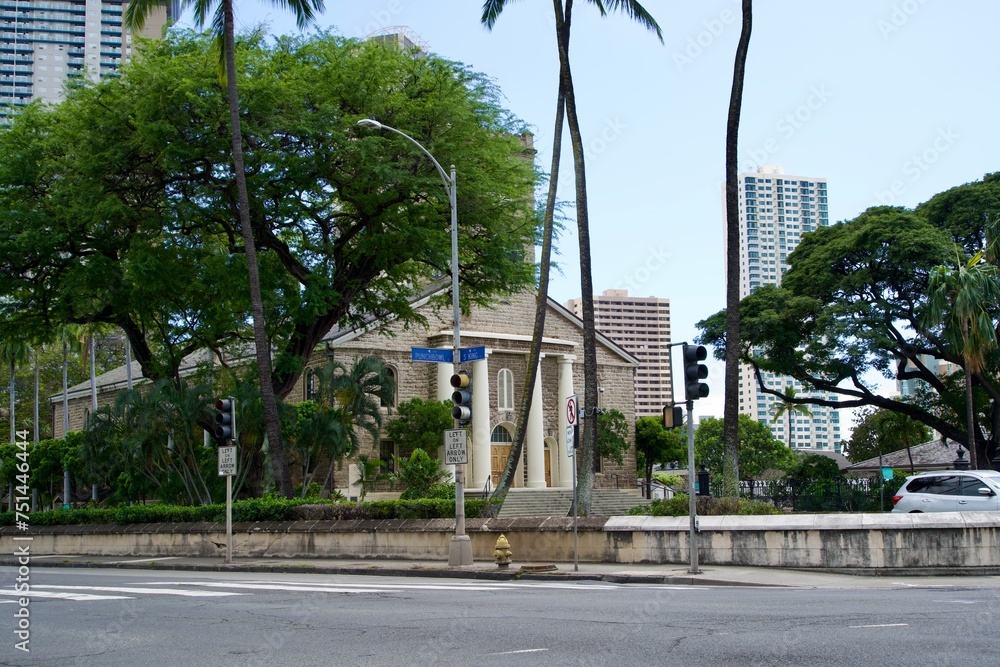 View of Kawaiahao Church building in Hawaii