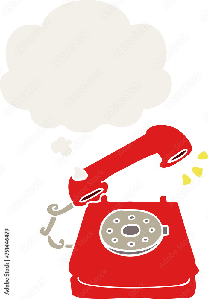 cartoon ringing telephone and thought bubble in retro style cartoon ringing telephone and thought bubble in retro style